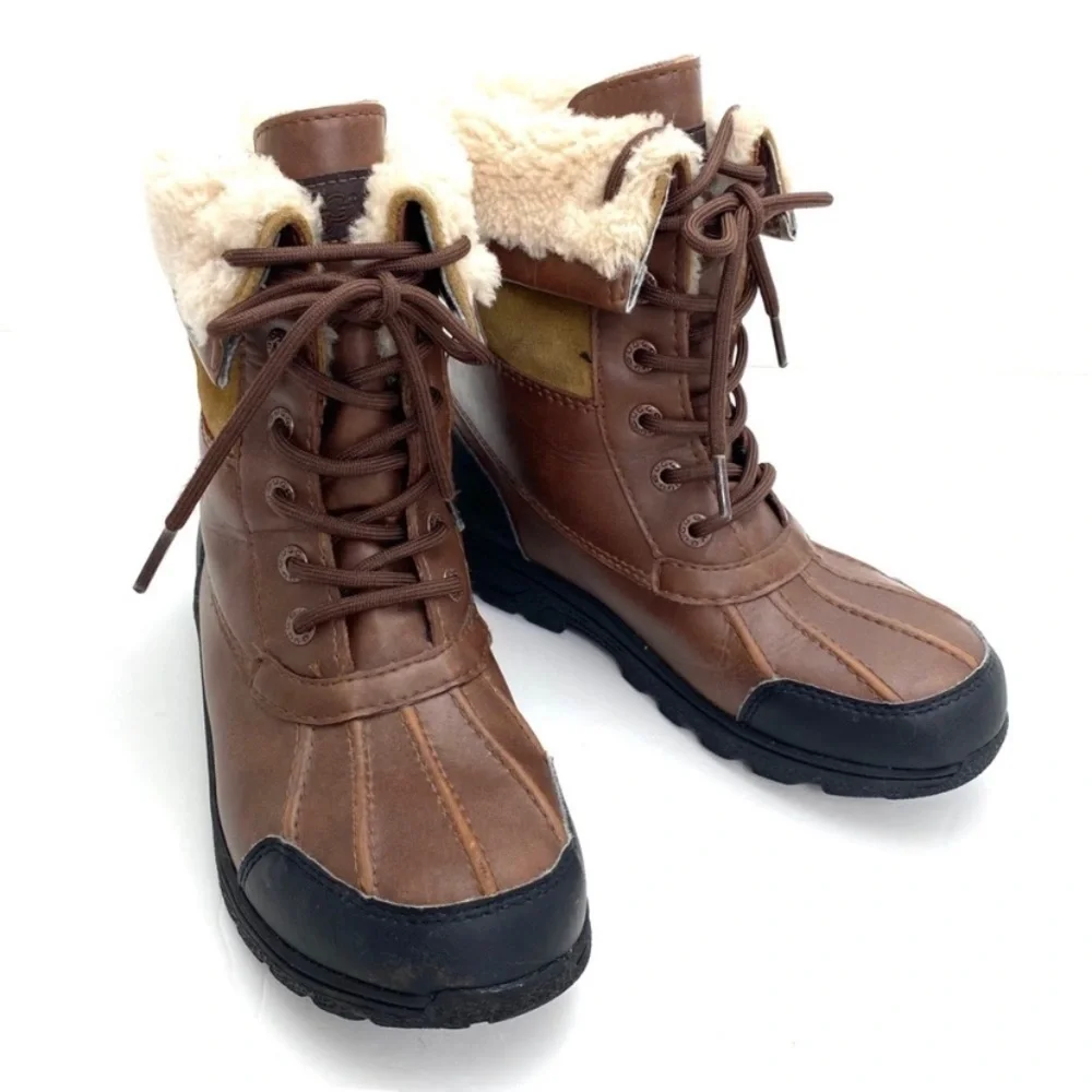 Ugg Butte II Boot Lace up Winter Snow Duck Boots Tan Brown Size 3 S/N 1098890K